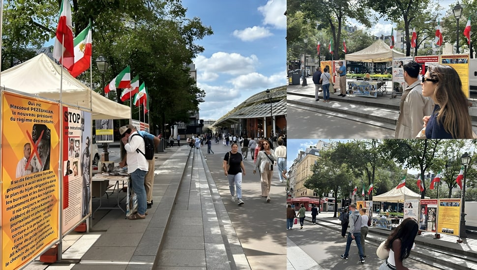 باريس - طاولة كتاب ومعرض لصور شهداء الانتفاضة الإيرانية