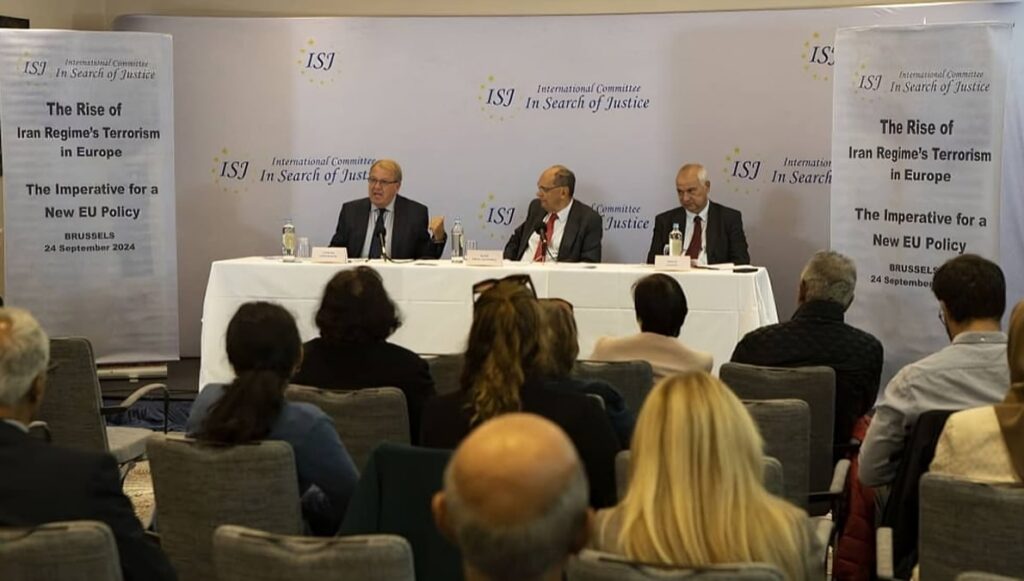 اللجنة الدولية للبحث عن العدالة تعقد مؤتمرا صحفيا في بروكسل: دعوات لسياسة الاتحاد الأوروبي الجديدة بشأن إيران