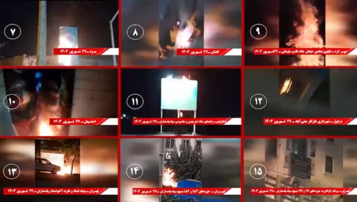 شباب الانتفاضة يضرمون النار في مراكز القمع للنظام الإيراني في عدة مدن إيرانية