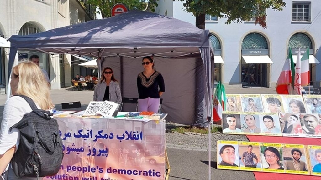زيورخ، سويسرا – طاولة كتب ومعرض لصور الشهداء تضامنا مع الانتفاضة الوطنية في إيران