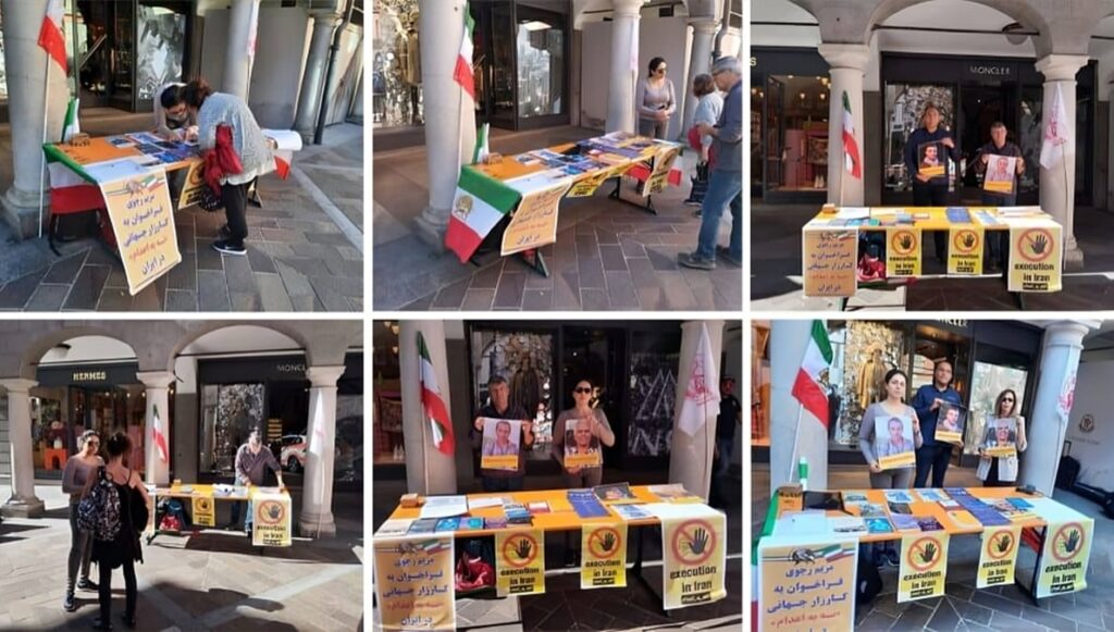 إقامة معرض كتاب من قبل أنصار منظمة مجاهدي خلق الإيرانية في لوغانو، سويسرا