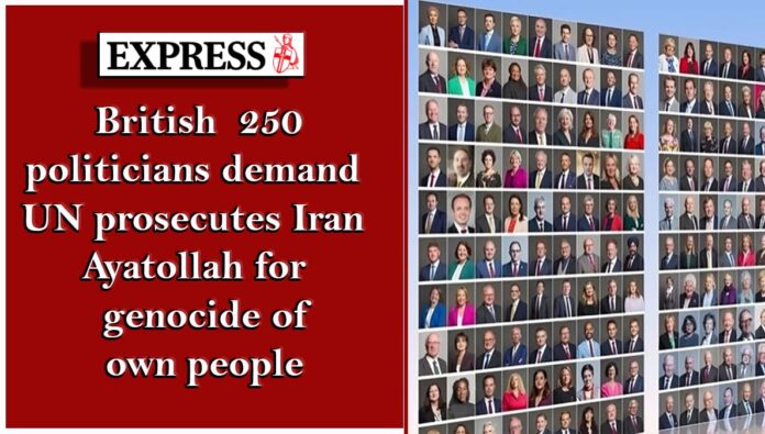 اكسبريس : 250 سياسيًا بريطانيًا يطالبون الأمم المتحدة بمحاكمة خامنئي بتهمة الإبادة الجماعية لشعبها