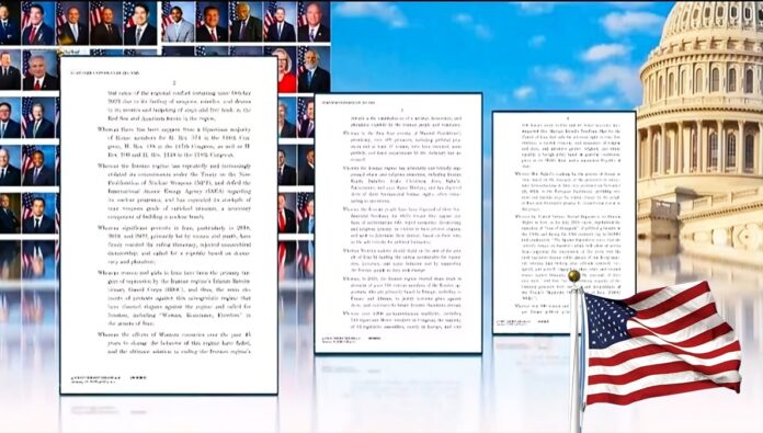 قرار مجلس النواب الأمريكي رقم 166 يُقدَّم بدعم أكثر من 150 نائبًا – تأييد لمطلب الشعب الإيراني بإقامة جمهورية ديمقراطية