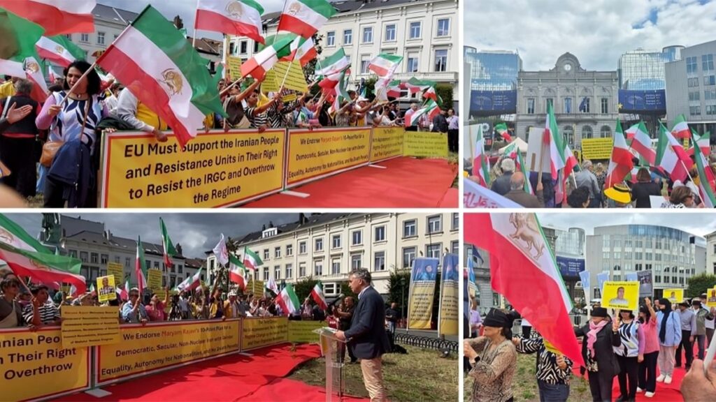 تجمع حاشد في بروكسل دعمًا لـ "الخيار الثالث" لمريم رجوي: لا للحرب، لا للاسترضاء، ونعم لتغيير النظام