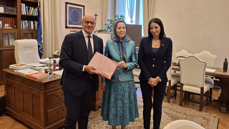 لقاء السيدة مريم رجوي بنائب رئیس مجلس البرلمان الإيطالي فابيو رامبلي وعضوة لجنة الشؤون الخارجية السيدة غروبيوني