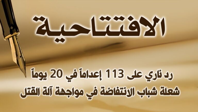 رد ناري على 113 إعداماً في 20 يوماً: شعلة شباب الانتفاضة في مواجهة آلة القتل
