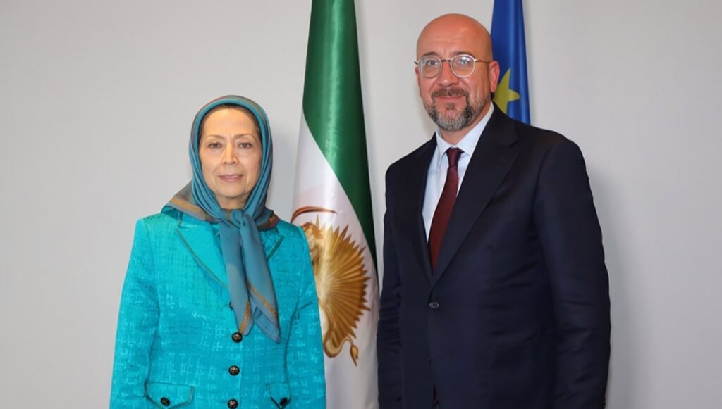 لقاء وحوار مريم رجوي مع شارل ميشيل، رئيس المجلس الأوروبي حتى 2024