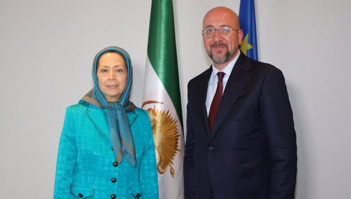 لقاء وحوار مريم رجوي مع شارل ميشيل، رئيس المجلس الأوروبي حتى 2024