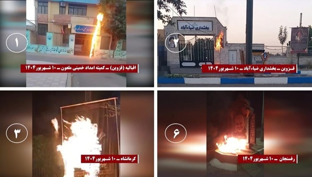 شباب الانتفاضة يشعلون مقار القمع رداً على الاعتداء الوحشي على الباعة في قزوين