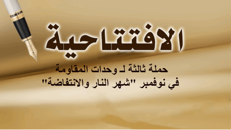 حملة ثالثة لـ وحدات المقاومة في نوفمبر “شهر النار والانتفاضة”