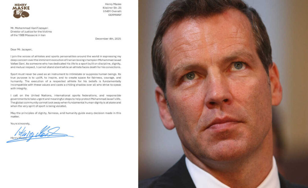 بطل العالم في الملاكمة هنري ماسكه يوجه نداءً عاجلاً لإنقاذ حياة الملاكم الإيراني محمد جواد وفائي ثاني من الإعدام