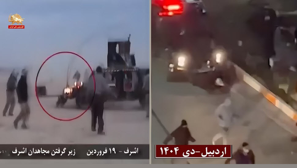 جريمة مروعة في أردبيل: القوات الخاصة لنظام الملالي تدهس المحتجين عمداً بالمدرعات