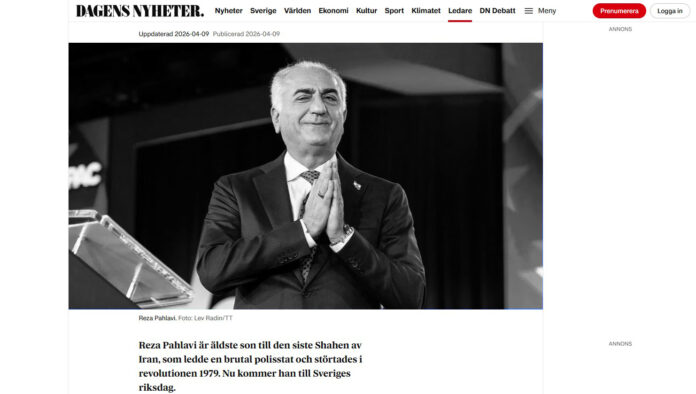افتتاحية داغنز نيهيتر السويدية: انتقادات لاذعة لدعوة رضا بهلوي للبرلمان ومواقفه الداعمة للحرب