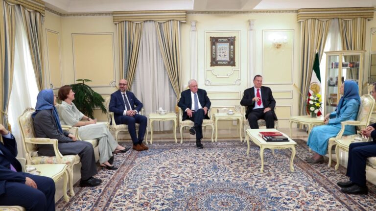 مريم رجوي تبحث التطورات الإيرانية مع شارل ميشيل الرئيس السابق للمجلس الأوروبي، والجنرالين جيمس جونز وكيث كيلوغ، مستشاري الأمن القومي السابقين للرؤساء الأمريكيين