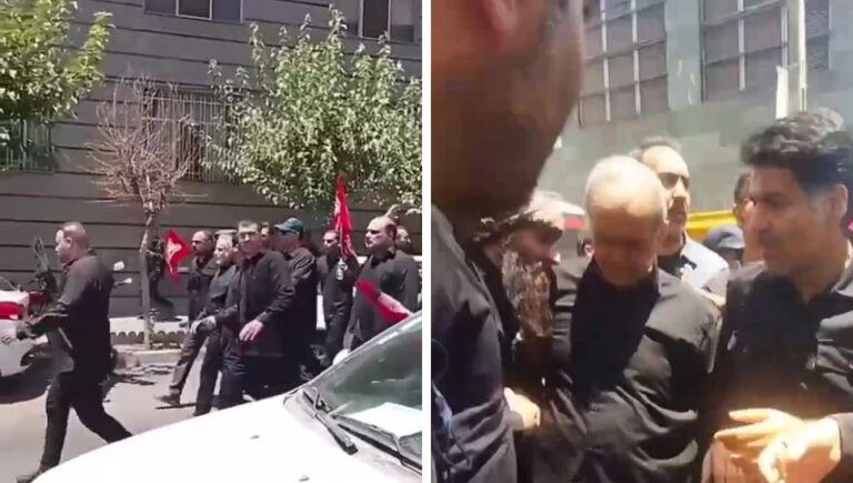 صراع الأجنحة ينفجر في مراسم خامنئي: رشق بزشكيان وعراقجي بالحجارة وهتافات تخوين في طهران