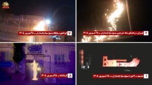 40 عملية متزامنة لوحدات المقاومة تستهدف مقار الحرس ومراكز القمع في إيران