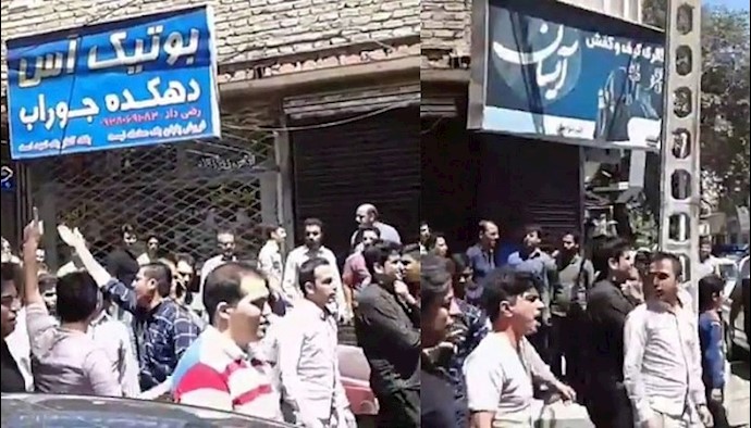 مظاهرات  في سوق الأحذية بمدينة مشهد