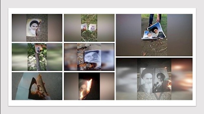 طهران ومدن مختلفة – إضرام النار في صور لخميني وخامنئي في ذكرى موت خميني -   31 مايو-3 يونيو