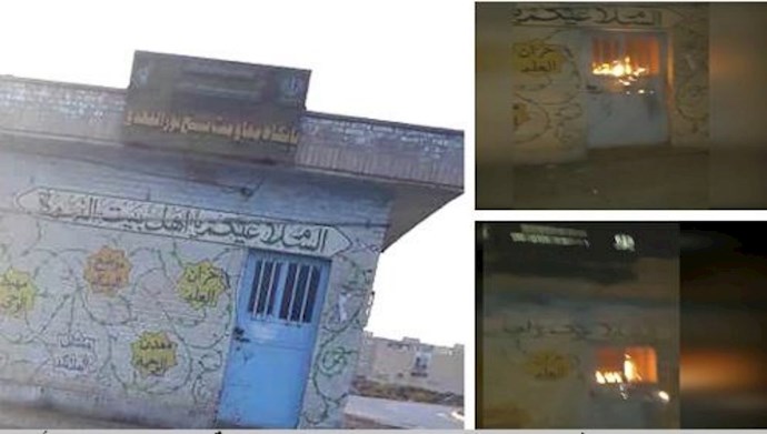 الأهواز – إضرام النار في مدخل الباسيج لقوات الحرس الخاصة لقمع النساء 18 أغسطس